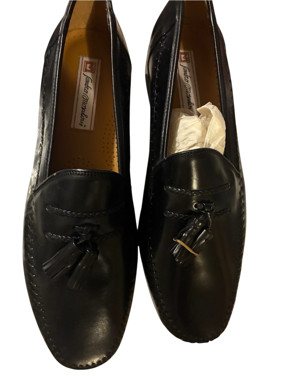 Sandro Moscoloni La Vida Black Leather Tassel Loafers Shoes Men's Size 12